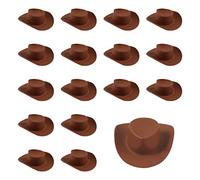 SAVITA 20pcs Mini Cowboy Hats, Plastic Mini Western Cowboy Hat Toys Miniature Cowboy Hats Cute Doll Hat Party Accessories for Pretend Dress Up Play Dollhouse Decoration (Brown)