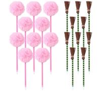 SAVITA 20pcs Princess and Witch Pens, Broom Pink Pompom Ballpoint Pens Witch and Princess Party Supplies for Party Decoration Gift
