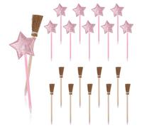 SAVITA 20pcs Witch Party Favors, Wooden Pink Star Ballpoints & Broom Ballpoint Pens Premium Witch Broom Pink Star Writing Tool Supplies for Party Supplies Decorations Gifts