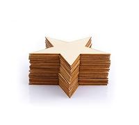 SAVITA 20pcs Wooden Stars for Craft Blank Unfinished Wooden Stars Ornaments Wooden Star for Writing and Painting for Christmas Festival Decor