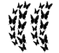 SAVITA 24 Pcs 3D Butterfly Wall Stickers 3 Sizes Butterfly Wall Decals Room Wall Decoration for Bedroom Party Wedding Decors(Black)