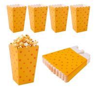 SAVITA 24pcs Anime Theme Popcorn Boxes, Yellow and Red Stars Pattern Snack Treat Box Cookie Box Popcorn Containers for Boys and Girls Birthday Party Favor Supplies