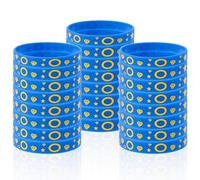 SAVITA 24pcs Blue Silicone Wristbands, Video Game Character Bracelets with Gold Rings and Diamonds Cartoon Theme Party Favors for Birthday Decorations & Events