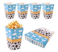 SAVITA 24pcs Cartoon Story Theme Popcorn Boxes, Cow Pattern Toy Inspired Snack Candy Goodie Treat Box Cookie Box Popcorn Containers Holders for Boys and Girls Birthday Party Favor