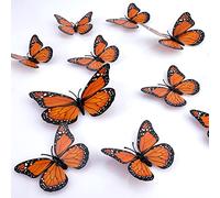SAVITA 24pcs Monarch Butterfly Magnet, Artificial Lightweight 3D Wall Decal for Door, Refrigerator, Party Birthday Celebration Favor
