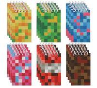 SAVITA 24pcs Pixel Notebooks, 6 Styles Mini Pixel Notepads Video Game Theme Stationary Spiral Notebook Cartoon Party Favors for School Students Classroom Prize