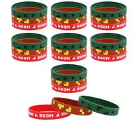 SAVITA 24pcs Pixel Silicone Bracelets, 3 Styles Pixel Theme Party Wristband Gaming Themed Birthday Party Supplies Video Game Favors for Kids Teens Adults (Brown, Red, Green)