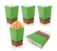 SAVITA 24pcs Popcorn Boxes, 4.72x2.76x1.97in Green Brown Miner Theme Popcorn Bags Creative Miner Party Supplies Mining Candy Snack Food Containers for Home Movie Theater