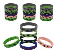 SAVITA 24pcs Silicone Bracelets, Colorful Bracelet Wristbands Cool Theme Birthday Party Decorations for Favors Supplies
