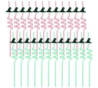 SAVITA 24pcs Wizard Hat Crazy Straws, Reusable Green & Pink Plastic Drinking Straws for Wizard Party Favors Witch Birthday Party Supplies