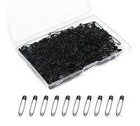 SAVITA 250pcs Safety Pins with Clear Case, 19mm Assorted Small Black Pin Nickel Plated Stainless Steel for Clothes Sewing Handicrafts Jewelry DIY, (YYD23108)