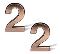 SAVITA 2pcs 7cm/2.75inch Bronze Mailbox Numbers, Adhesive Address Number Stickers Door Numbers Sign for House Apartments Hotels Cars (Number 2)