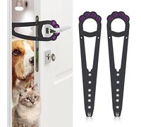 SAVITA 2pcs Cat Door Latch Holder, Cute Cat Paw Shaped Cat Door Bracket Latch, Adjustable Door Strap for Pets Alternative Door Locks for Letting Cats In, Keeping Dogs Out (Gray)