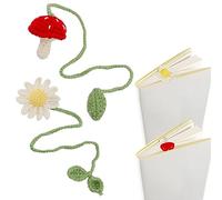 SAVITA 2pcs Crochet Bookmarks, Cute Plant Bookmarks Personalized Knitted Bookmarks Page Markers Reading Favors Handmade Bookmark for Reader Teacher Book Lover (2 Styles)