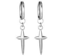 SAVITA 2pcs Cross Dangle Earrings, Dainty Spike Dangle Earrings Stylish Y2k Personalize Jewelry Suitable for Women Gift (Silver)