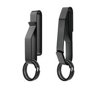 SAVITA 2pcs Duty Belt Key Holder, Stainless Steel Tactical Key Clips with 4pcs Detachable Key Rings Black Men Keychain Fits Belts up to 2.25in for Police Firefighters