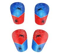 SAVITA 2pcs Mini Soccer Shin Guards, Protective Red and Blue Spider Cartoon Extra Small Tiny Miniature Shin Guards Football Cobweb Football Pads for Teenagers Kids Adults