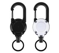 SAVITA 2pcs Tactical Keychain, Outdoor Retractable Wire Rope Keychain Heavy Duty Luya Tactical Keychain Carabiner Multitool Keychain for Camping, Fishing, Hunting (Black, White)