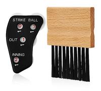 SAVITA 2pcs Umpire Accessories Set, 4 Wheels Umpire Indicator Umpire Indicator Baseball Umpire Brush Baseball Counter Clicker for Scorekeeper Recording Outs Innings Balls