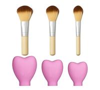 SAVITA 3-Piece Heart Shape Soft Silicone Brush Covers - Dustproof Makeup Brush Protector for Travel & Home (3 Sizes, Pink)