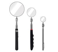 SAVITA 3 Sizes Telescopic Inspection Mirror Kit with Extendable and Retractable Handle 3/5/8.5 cm Diameter, Handle 18.5-59.5/23.5-55/27.5-75.5 cm Small Large Mirror for Dental Eyelashes