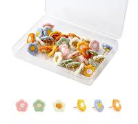 SAVITA 30PCS Flower Push Pins Color Push Pins Flower Thumb Tacks Bulletin Board Pushpins for Cork Board Map Photo Office Home Decoration (6 Colors)