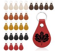 SAVITA 30pcs Leather Key Chain Kit, Leather Key Fob Kit for DIY Craft DIY Leather Keychain with Key Rings and Rivets PU Leather Keychain Blank, 6 Colors