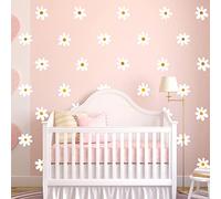 SAVITA 36pcs Daisy Wall Decal, White Easy to Peel and Stick Floral Vinyl Wall Stickers for Bedroom Nursery Living Room Home No Residue