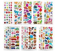 SAVITA 3D Stickers for Kids & Toddlers 500+ Puffy Stickers Variety Pack Sheets for Scrapbooking Bullet Journal Including Letters, Numbers, Hearts, Fish, Dinosaurs and More