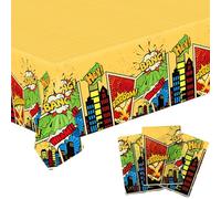 SAVITA 3pcs Hero Theme Birthday Tablecloth, 70.87x42.52in Waterproof Party Table Cover Theme Party Decorations for Boys Girls Birthday Celebration Supplies