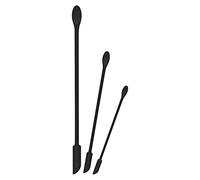 SAVITA 3Pcs Small Makeup Spatulas Set, Double-Ended Multifunctional Mini Silicone Spatula Scraper Set Long Spoons for Make Up Cosmetics Kitchen Food Thin Jars Bottles Narrow Cans (Black, 3 Sizes)