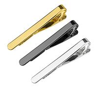 SAVITA 3pcs Tie Clips, Tie Pin Set Gold Silver Black Tie Pin Set for Men Classic Tie Clips for Men Daily Life Wedding Anniversary Business Father's Day Gifts