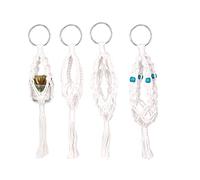 SAVITA 4 Pcs Car Plant Hangers, Mini Macrame Plant Hanger, Rear View Mirror Charm Hanging Plant Holder Accessories for Succulent Chlorophytum Car (White, 4 Styles)
