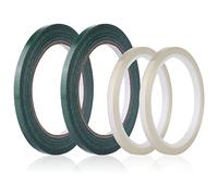 SAVITA 4 Rolls Floral Tape, 1/4inch x 21.9yd, 1/4inch x 36.1yd Waterproof Floral Arrangement Tape Decorative Flower Tape Florist Tape for Bouquets Stem Vases Artificial Flowers Wreath (Clear; Green)