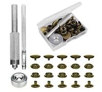 SAVITA 43pcs Snap Fasteners Kit with Setter Base Hollow Punch Tool, Heavy Duty Metal Buttons Snaps for Clothing No Sew Snaps for Leather Jackets Jeans Handbags