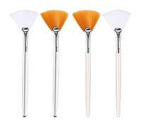 SAVITA 4pc Face Mask Brushes - Fan Brushes - Soft Synthetic Bristles - Orange and White - For Face Mask