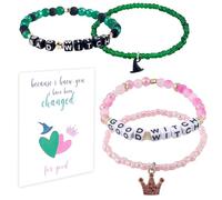 SAVITA 4pcs Friendship Matching Bracelets, Witch Hat Crown Friendship Couples Bracelets with Card Birthday Valentine Jewelry Gift for Women Men Friends and Movie Fans