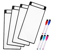 SAVITA 4pcs Magnetic Dry Erase Board, 4x10 Inch Fridge List Board with 5 Extra Fine Dot Markers Suitable for to-Do Lists Kids Chores List Grocery List Family Chores List