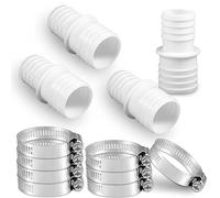 SAVITA 4pcs Pool Hose Adapter 1.5 to 1.25" with 8pcs Adjustable Stainless Steel Clamps, Double-Ended Swimming Pool Hose Adapter for 1.5 to 1.25" Connector (White)