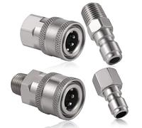 SAVITA 4pcs Pressure Washer Coupler, NPT 3/8inch Fittings Stainless Steel Male and Female Quick Connectors 3/8 Pressure Washer Adapter (Internal, External Thread)
