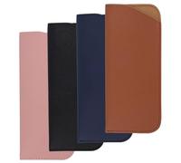 SAVITA 4pcs Soft Leather Glasses Cases, 17.5x7.5cm/6.89x2.95in PU Leather Eyeglasses Case Portable Sunglasses Pouch for Men Women (4 Colors)