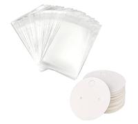 SAVITA 50 Pieces Paper Stud Earrings with 50 Pieces Self-Adhesive Bags for Ear Studs DIY Earring Jewellery Display (White)