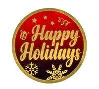 SAVITA 500Pcs 1.5inch Happy Holidays Stickers, Gold Foil Stamping Christmas Stickers Gift Envelope Box Card Seal Labels Decoration