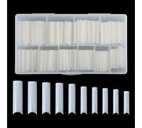 SAVITA 500pcs C Curve Nail Tips, Extra Long Artificial Nails Tapered Square Nails XXL Flat Nail Tips for Manicure Salons and DIY Nail Art at Home (10 Sizes, White)