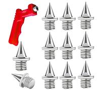 SAVITA 50pcs 1/4 Inch Stainless Steel Track Spikes with Wrench, Sturdy Cross Country Spikes for Track Shoes Sports Shoes Jogging Running (Silver)