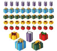 SAVITA 50pcs Mini Resin Gift Boxes, Miniature Christmas Boxes Mini Christmas Resin Charms Christmas Miniature Xmas Ornaments for DIY Craft Phone Case Making Supplies