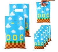 SAVITA 50pcs Party Gift Bags, 9.8x6.7 Inch Plastic Candy Snack Goodie Bags with Handles Video Game Themed Party Birthday Decorations Supplies for Childrens Kids Boys