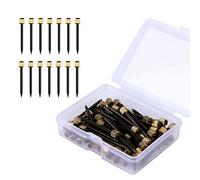 SAVITA 50pcs Picture Hanging Nails, Black Steel Nails and Brass Head Nails Gold Nails Hardware Picture Hangers with Plastic Storage Box Holds up to 5-30 Lbs (1.4mm/0.055inch Nail Diameter)