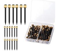 SAVITA 50pcs Picture Hanging Nails, Hanging Picture Nails Gold Nails Hardware Photo Frame Hanger with Plastic Storage Box Black Steel Nails and Brass Head Nails Holds up to 5-30 Lbs (2 Sizes)