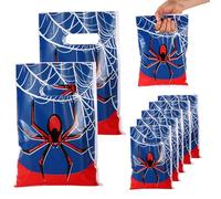 SAVITA 50pcs Spider Party Favors Bags, 9.84x6.69in Double-Sided Goodie Candy Cookies Snacks Gifts Bags with Handles Perfect Decorations and Supplies for Birthday Spider Theme Parties